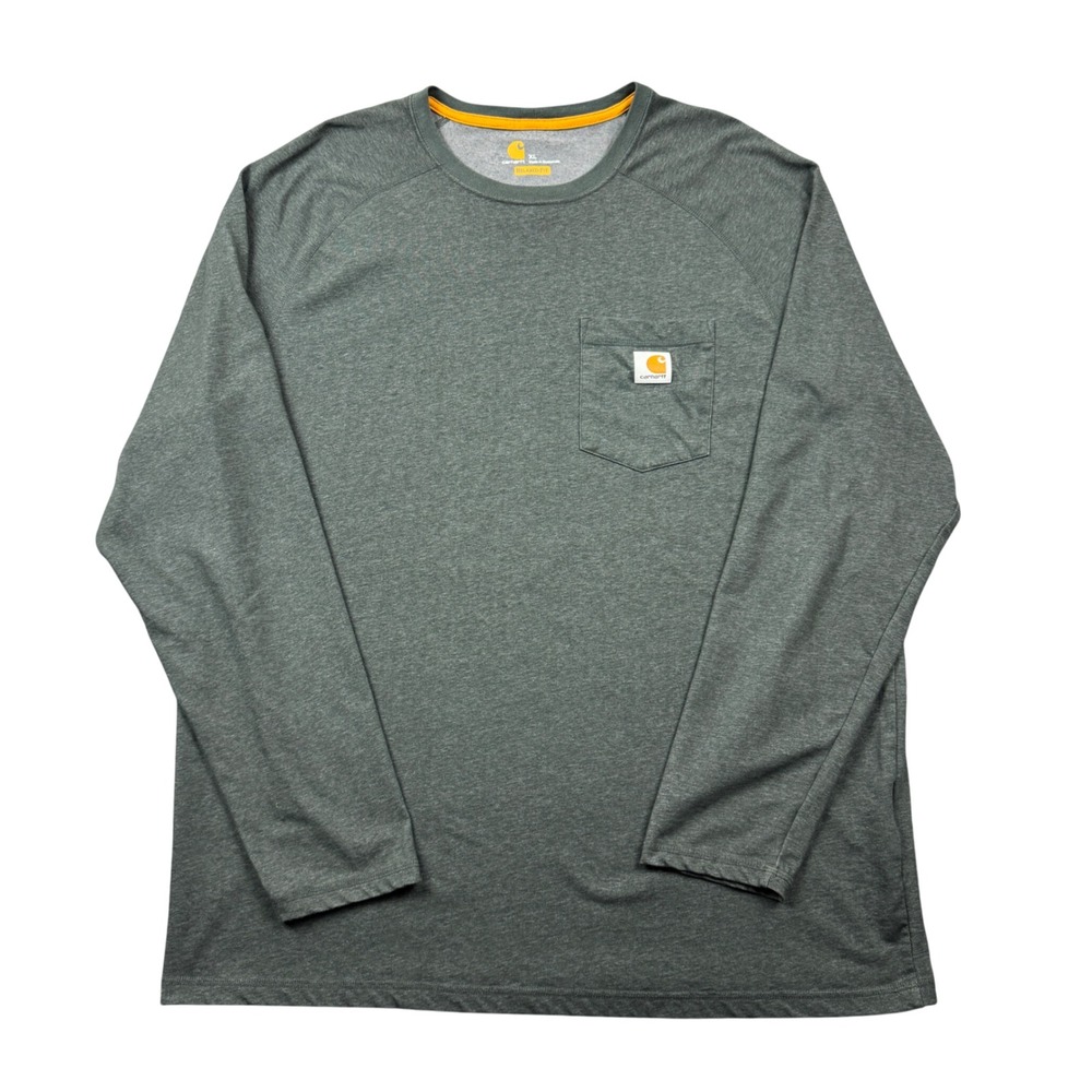 Carhartt Force Mens XL Relaxed Fit Long Sleeve Pocket T-Shirt Gray Workwear